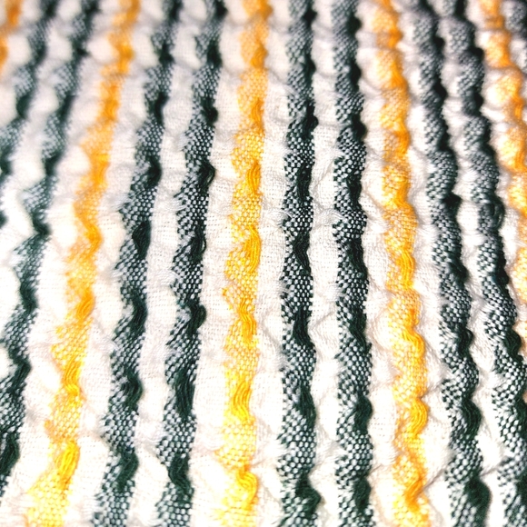 INUP Home Fine Linens Green & Yellow Cotton Waffle Weave Fringed Throw 51"X67" - Picture 4 of 7